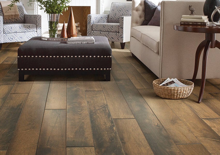 Beautiful maple-colored hardwood flooring