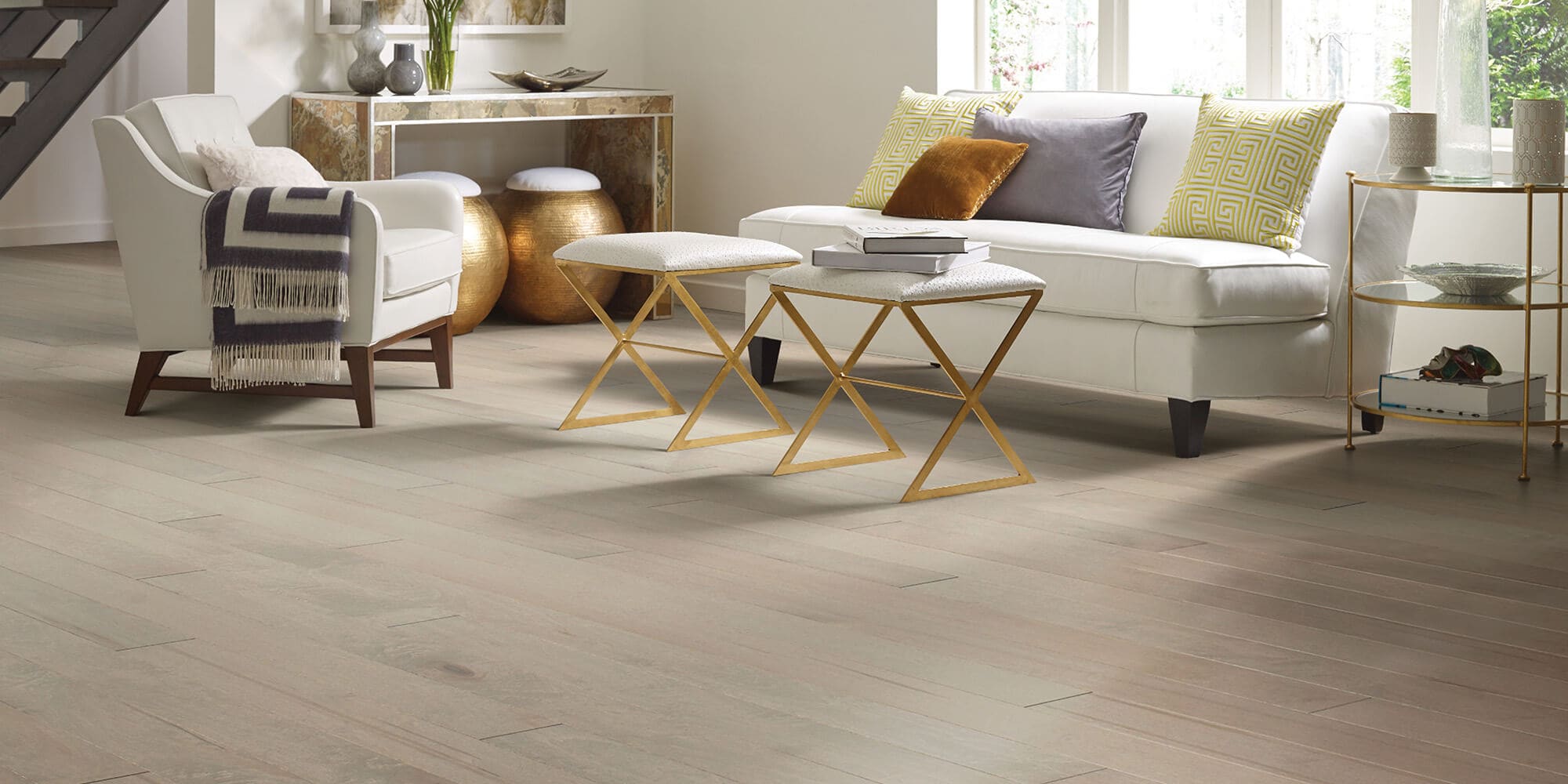 Ocala hardwood flooring in furnished living room area