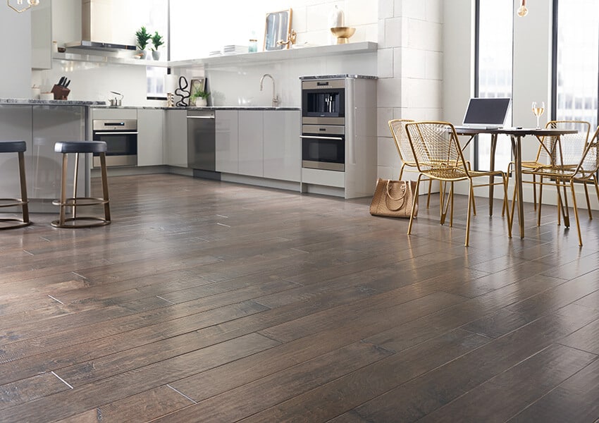 Yukon maple hardwood flooring in the kitchen